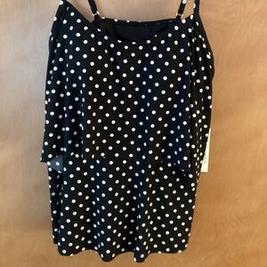 Sonnet Shores Black & White Polka-dot Tankini Swimsuit Top Size 12 Msrp $54 NWT